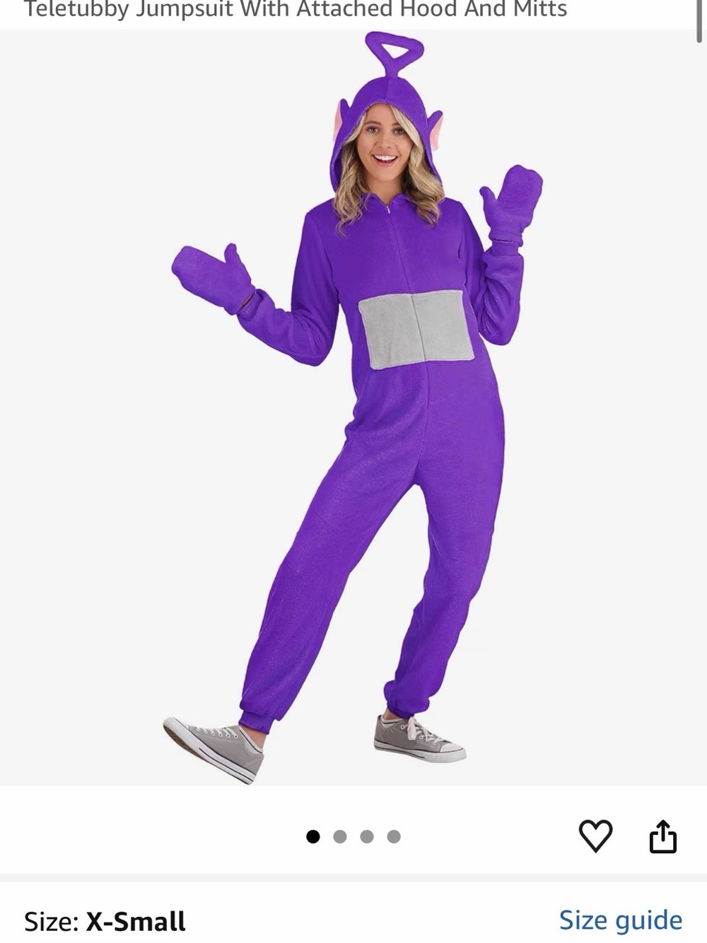 Teletubby Tinky Winky Purple Costume with Hood and Mitts